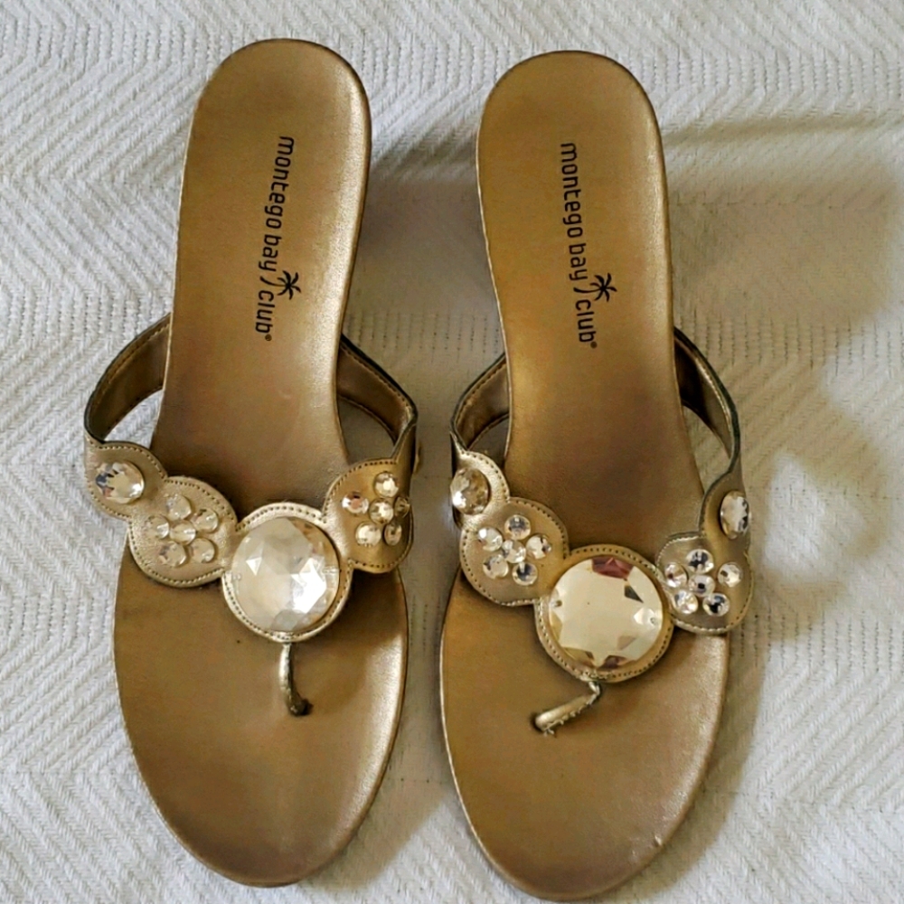 Montego Bay Club Gold Embellished Sandals